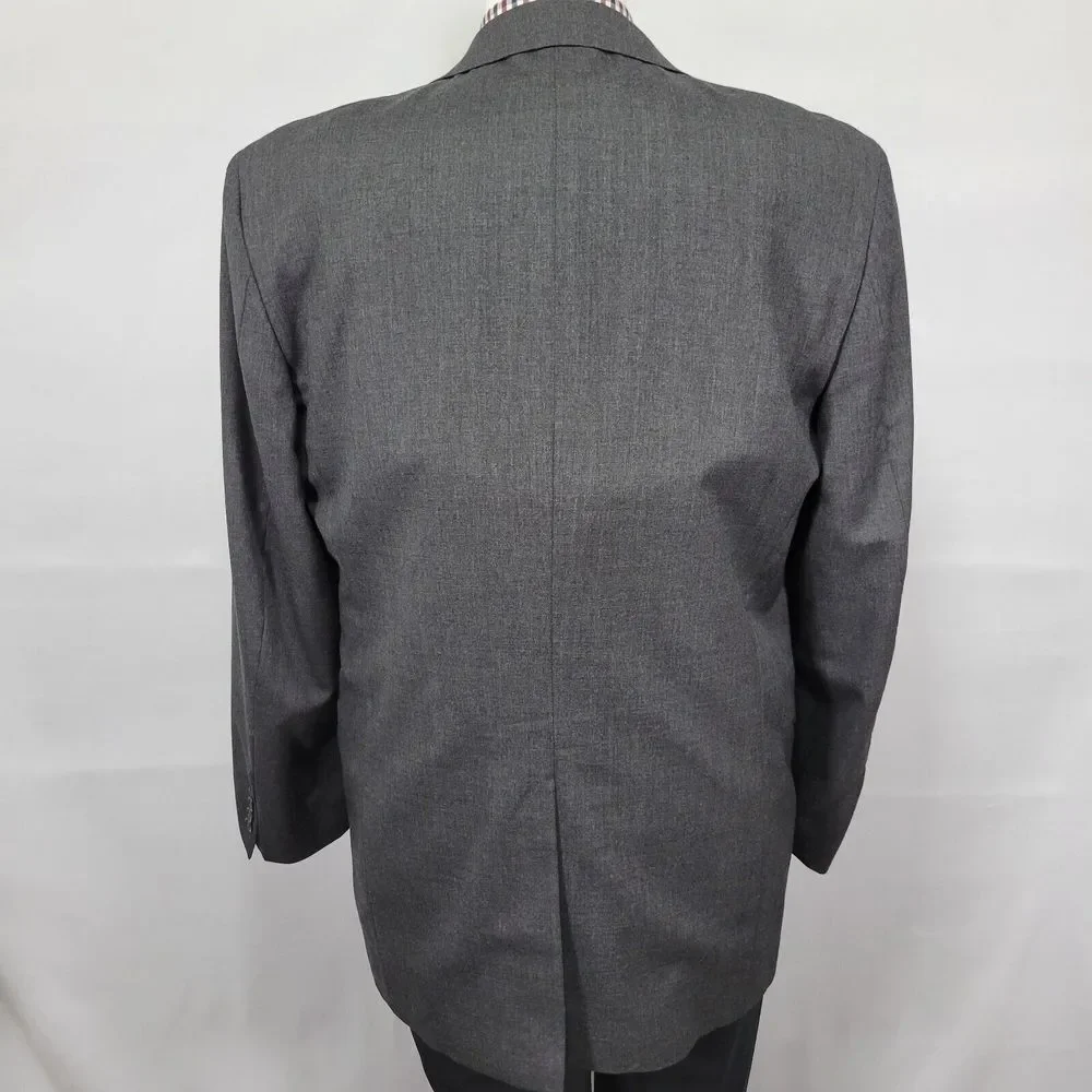 Joseph Feiss Trio Mens Sport Coat Blazer Two Button Charcoal Gray Twill Wool 42L